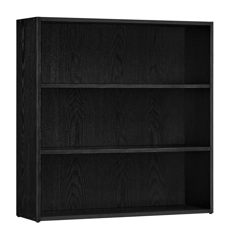 Brixley Standard Bookcase, (3 Shelves) 31.9" H x 31.5" W x 9.4" D, Ebony Black