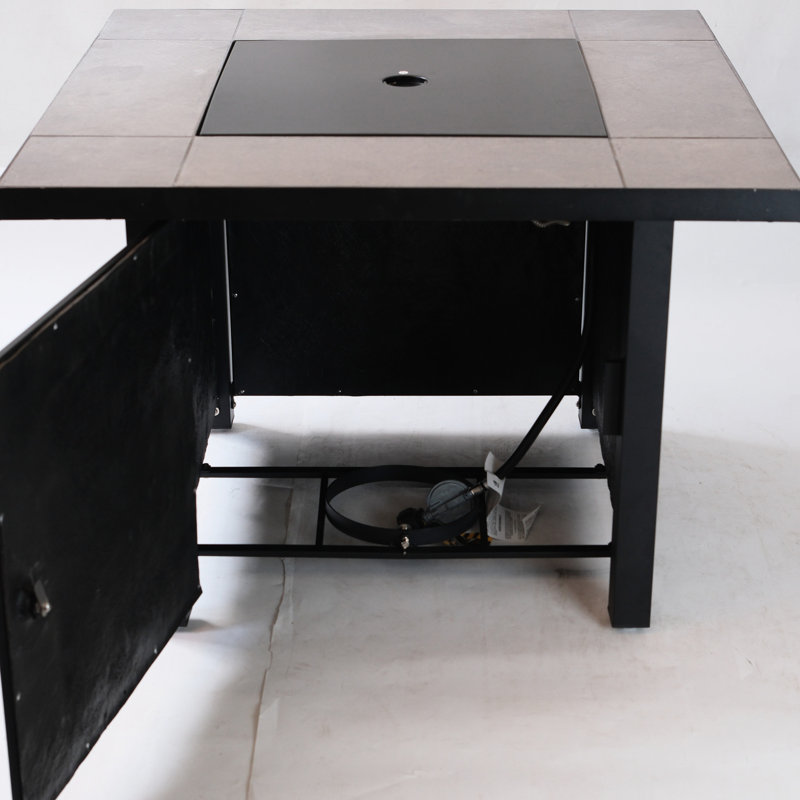 Table de foyer au gaz 50000 avec certification, surface en oxyde de magnésium, pierre de lave et housse imperméable, table d'extérieur à haut rendement, approuvé, voile