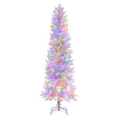 6ft Slim White Pencil Christmas Tree with 250 Stepless Dimmable Dual-Color Lights and 571 Tips