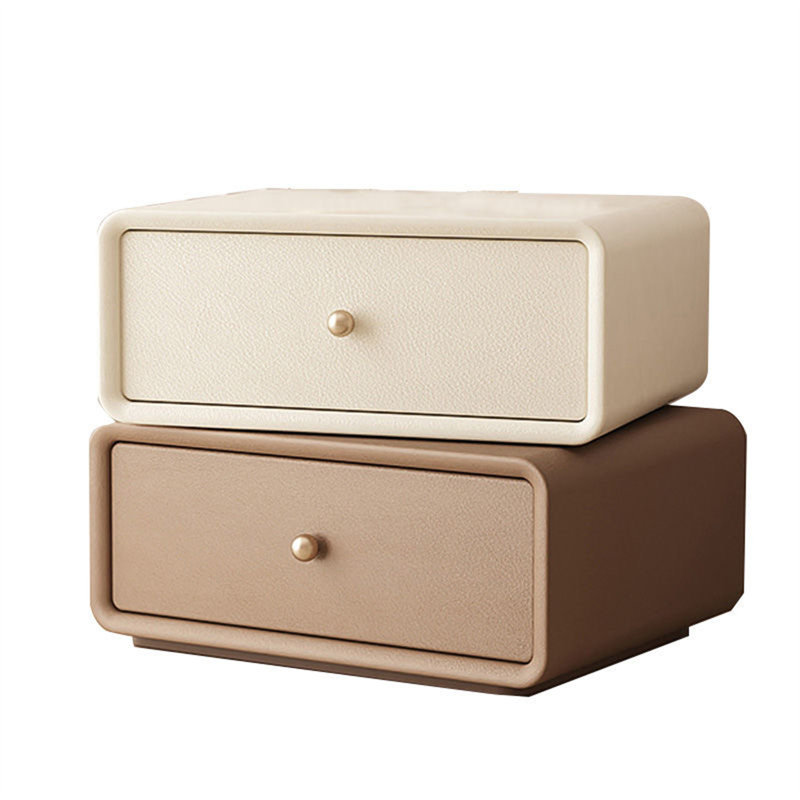 19.68" Wide Modern Nightstand with 2 Drawers, Bedside Table,Artificial Leather Surface,The Upper Drawer can be Rotated.