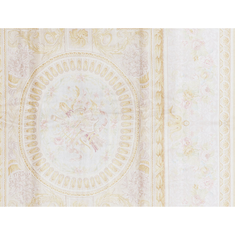Hand-Knotted High-Quality Beige and Gold Area Rug