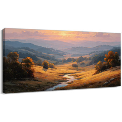 Paysage d'automne, art mural sur toile - photo de montagne rustique rétro, peinture d'art d'automne pour salon, chambre à coucher et bureau, décoration murale, toile tendue avec cadre en pin, 12 po x 24 po