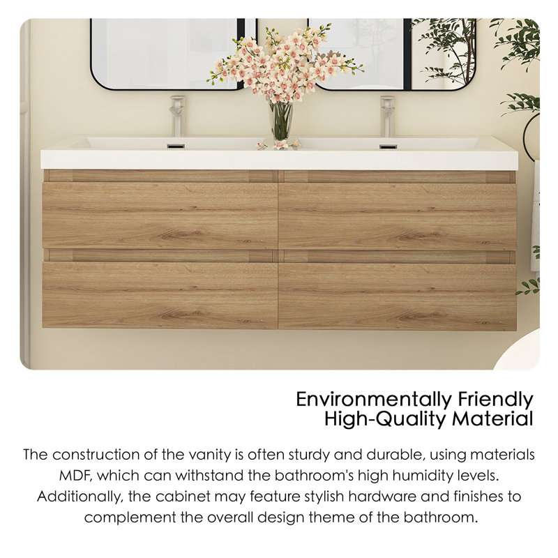 Meuble-lavabo double 59,05 po Quickel, Chêne
