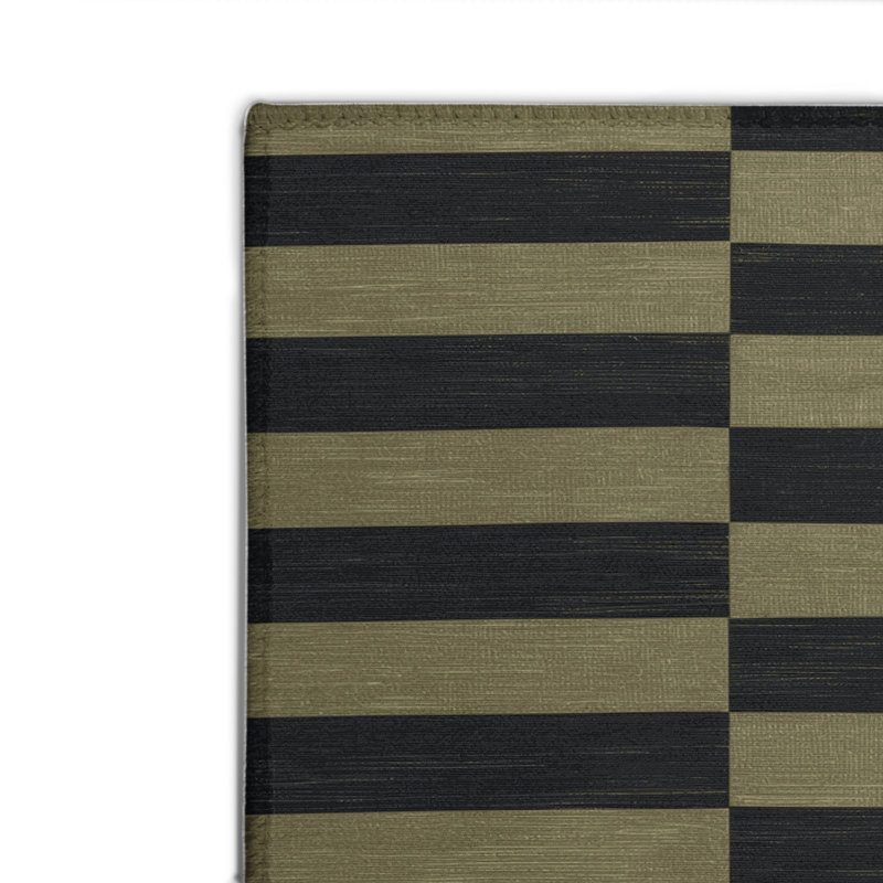 HorizontalStripes Black Indoor and Outdoor Area Rug, Rectangle 8' x 10'