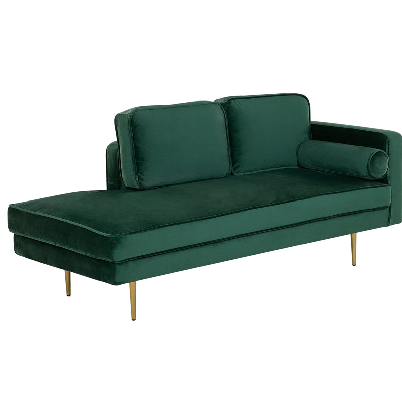 Dan Velvet Chaise Lounge, Green, Right Hand Facing