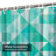 Rideau de douche vert carré à motif géométrique triangulaire bleu sarcelle avec 12 crochets-274850025
