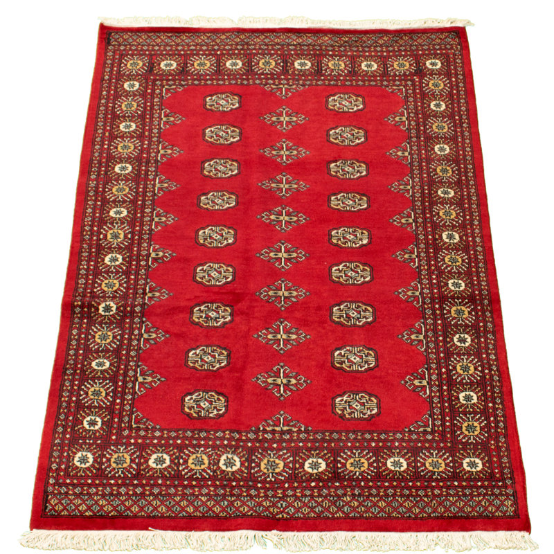 Tapis de bois one-of-kind à la main-noué la 2010 bokhara bleu/rouge 4 pi 1 po x 6 pi zone en laine Fernhurst