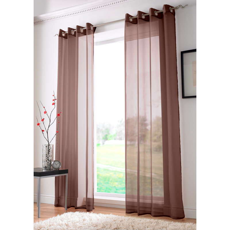 Jamie Eyelet Semi Sheer Curtain, Cerise, 144cm Width x 182cm Drop