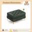 Pouf Chesterfield, repose-pieds capitonné en similicuir avec pieds en métal pour salon, vert-464085259