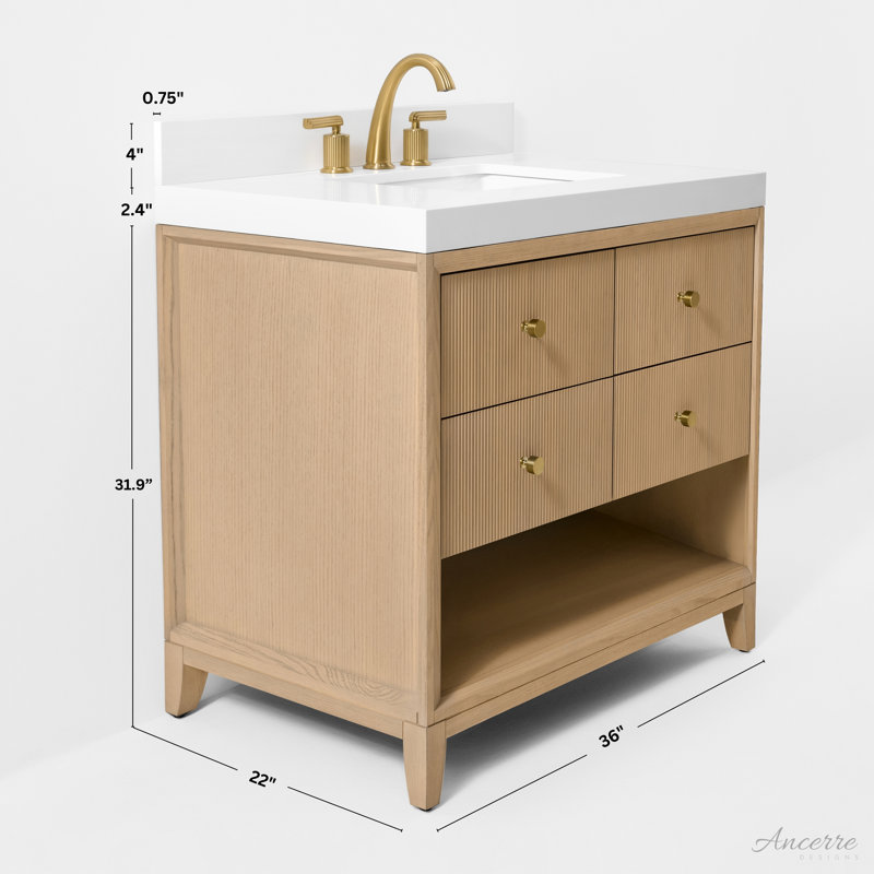 Momo 36" Freestanding Standard Single Bathroom Vanity with Top, 36", Oak