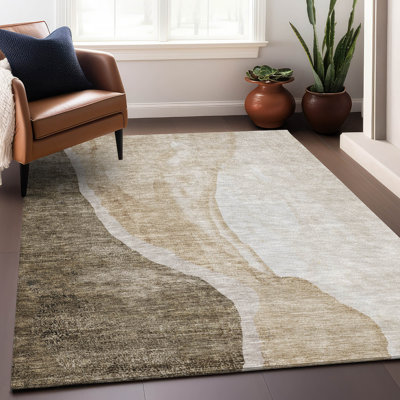 Tapis brun Prisco lavable à la machine de qualité supérieure