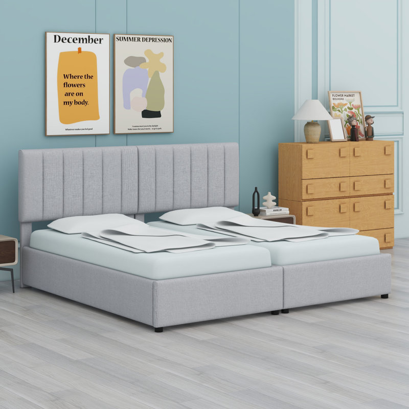 Upholstered Platform Bed With A Hydraulic Storage System, Gray