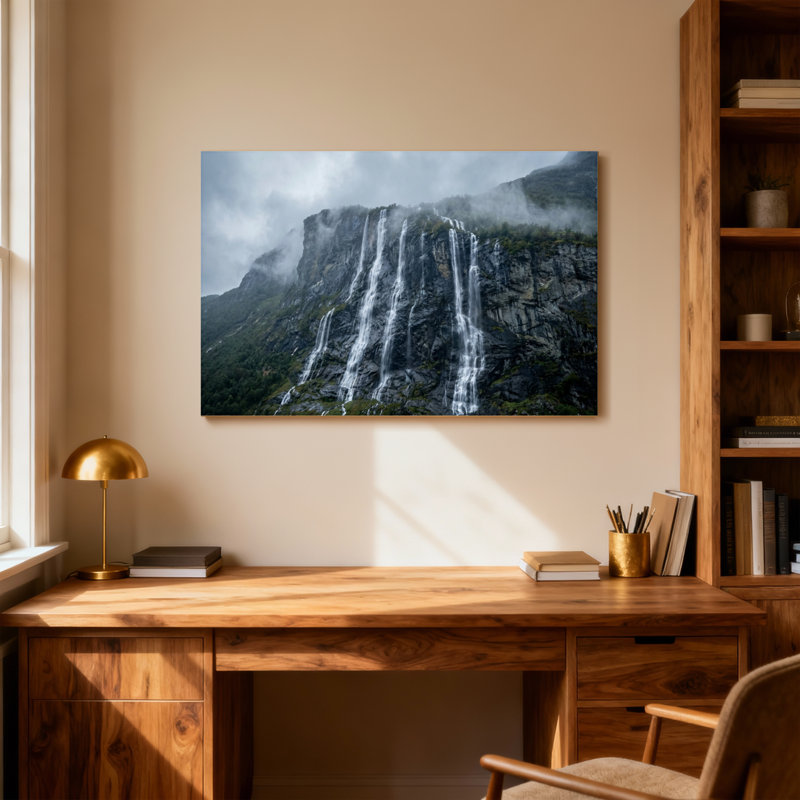 Paysage et nature Cascades majestueuses en cascade sur les falaises rocheuses, H 20 po x l 30 po