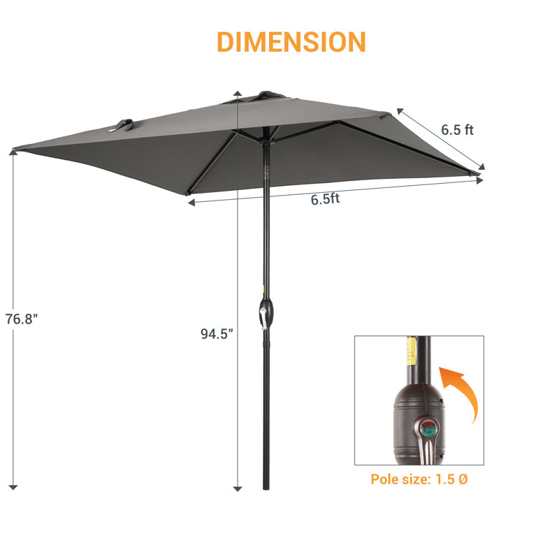 Parasol de marché carré 78,1 po Sakia, Gris