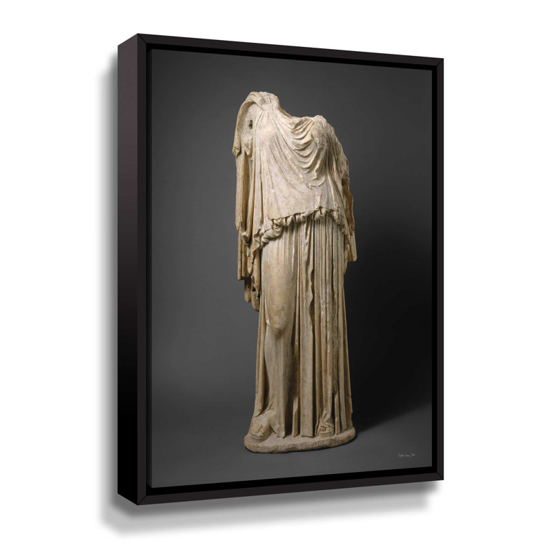 Statue romaine, Cadre noir, H 10 po x l 8 po