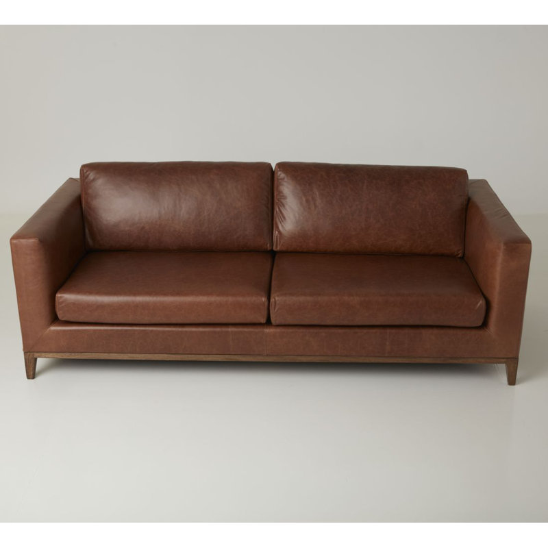 La Roux Leather Sofa, Caramel, Brown Genuine Leather