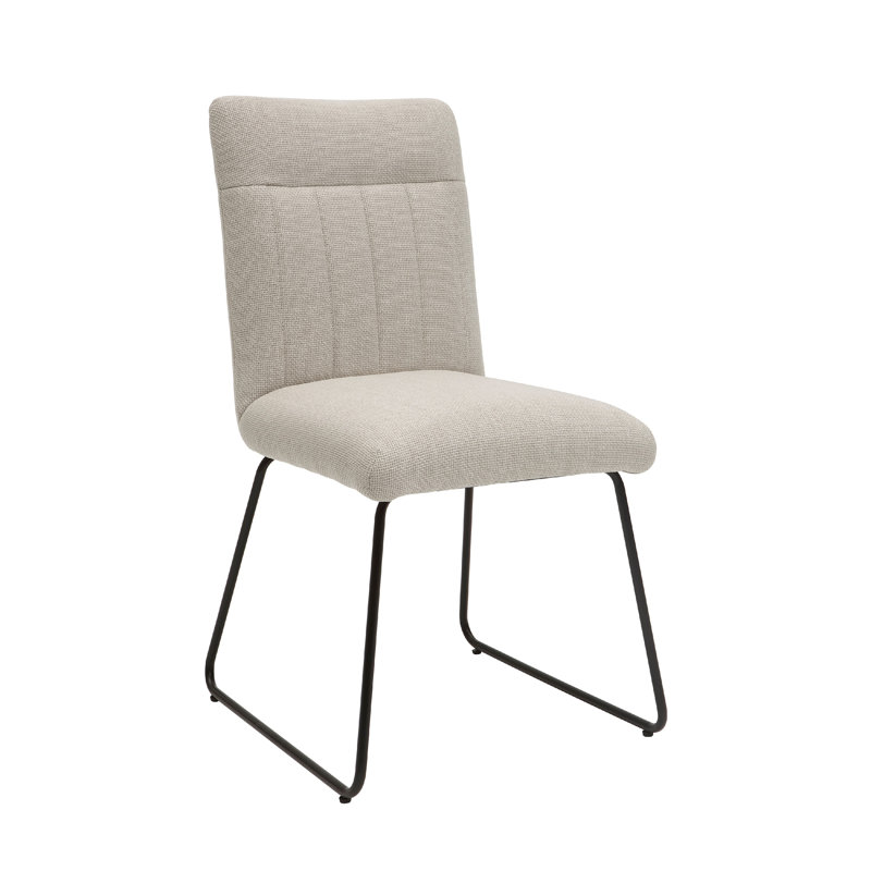 Ensemble de 2 chaises d'appoint de salle à manger Neya, polyester beige, pieds en métal noir