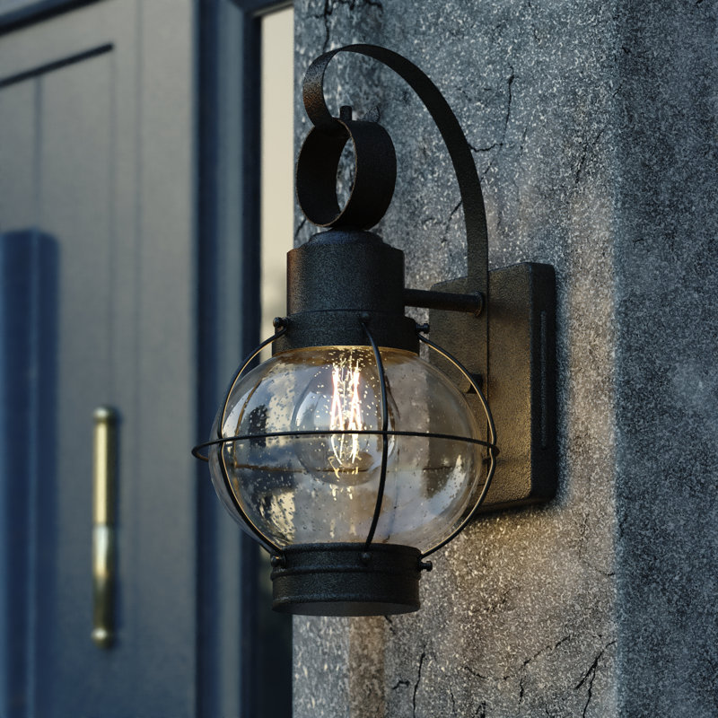 Chelston 1-Light Stainless Steel Dimmable Outdoor Wall Lantern, Textured Black
