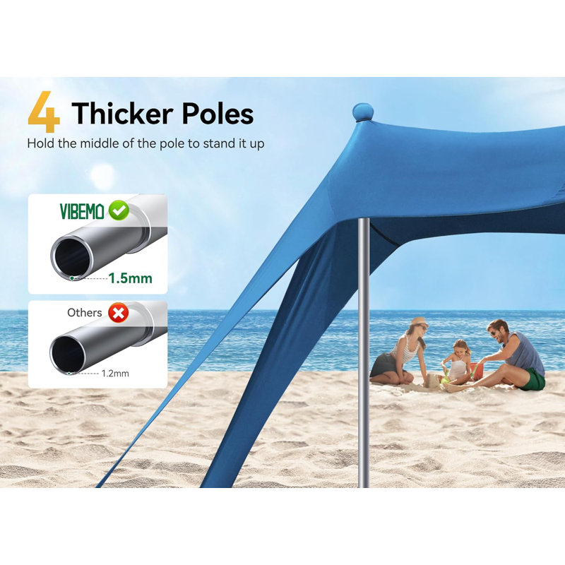 Tente de plage, auvent de plage avec pare-soleil et protection UV UPF50, 10 x 10 pi