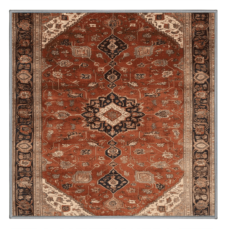 Machine Washable Persian Brown Area Rug, Square 8'