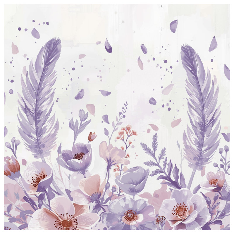 Couvertures de plumes florales mauves, L 50 po x H 60 po
