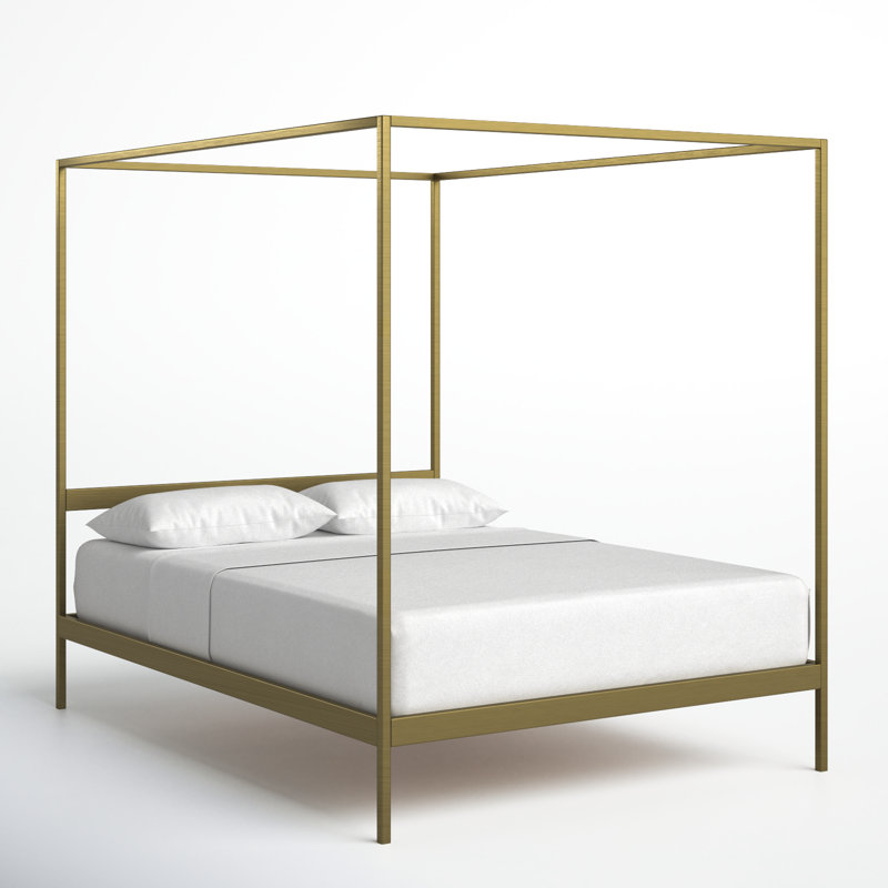 Aston Metal Canopy Bed, Queen, Gold, 80"