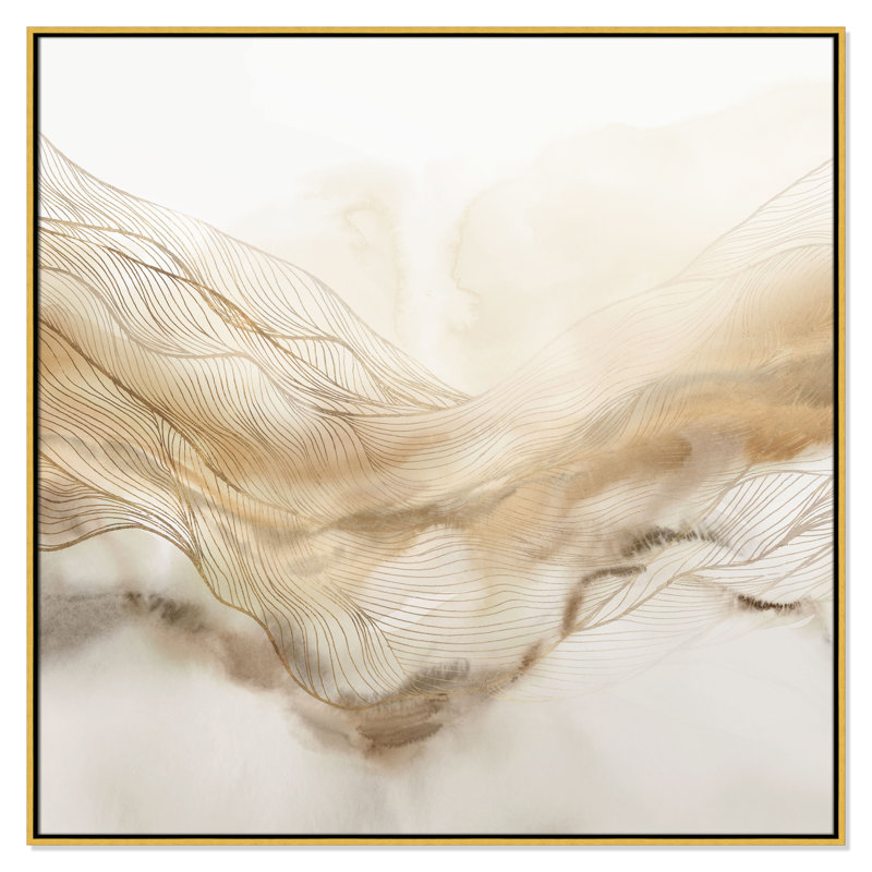 «Line Haze II» par Isabelle Z, H 46,5 po x l 46,5 po, Or
