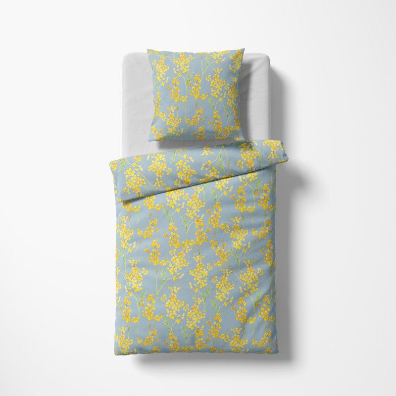 Sateen Floral Duvet Cover Set with Pillow Shams, 135 x 200 cm + 80 x 80 cm