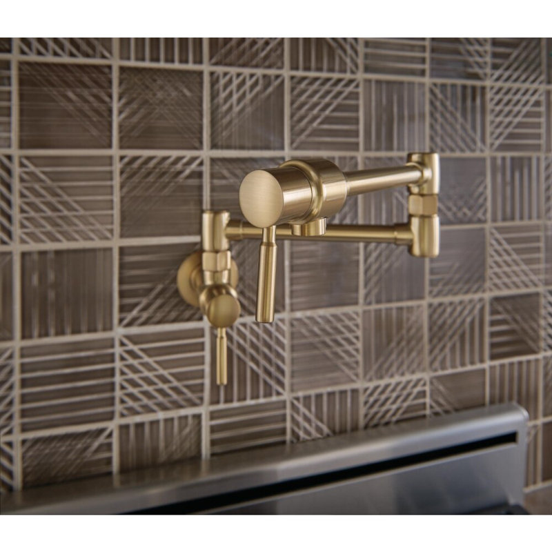 Euro Linear Wall Mount Pot Filler, Luxe Gold