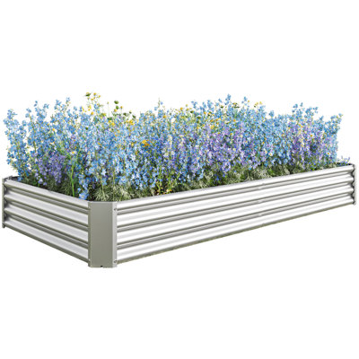 Silver Metal Raised Garden Bed - 27 Cu. Ft. Soil Capacity For Veggies & Herbs Easy Assembly, Long-Lasting 45.67 In. Deep X 0.98' H , Rust-, Versatile