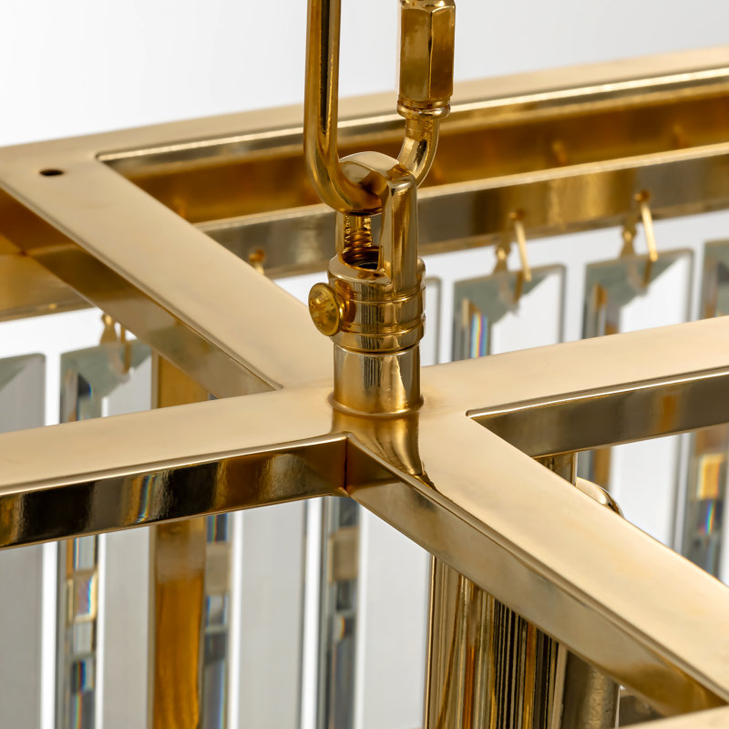 Dimmable Tiered Rectangle Chandelier With Crystal Accents, 10" H x 47" W x 10" D, Gold