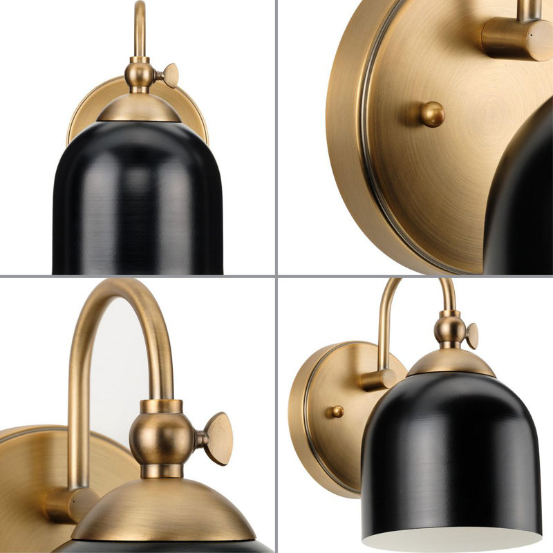 Éclairage pour meuble-lavabo de salle de bain 1 lumière Anitra, Laiton rétro / noir