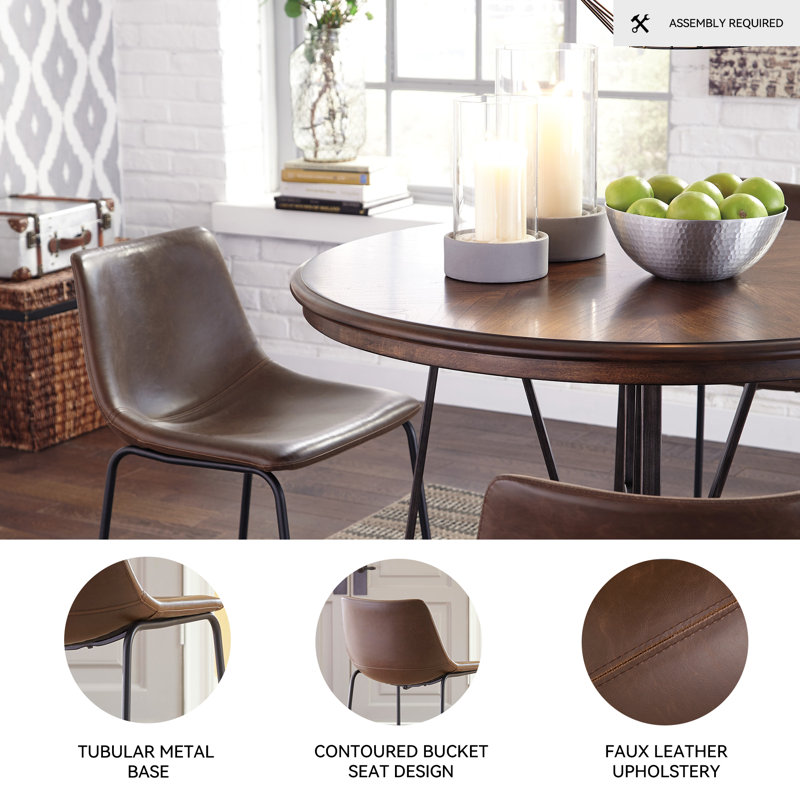 Ashtin Upholstered Counter Stool with Metal Frame, Bar Stool (28.75” Seat Height), Brown