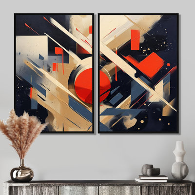 Red And Black Depth Corner I - Red Wall Art 2-Panels