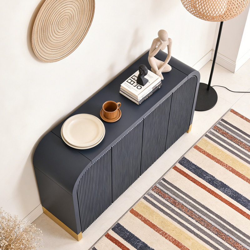 Armoire à panneau ondulé à 4 portes avec tablettes réglables, Marine