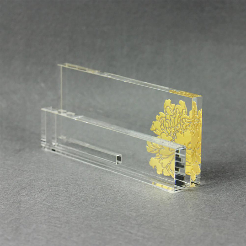 Crystal Business Cardholder, "Eternal Golden Flower"