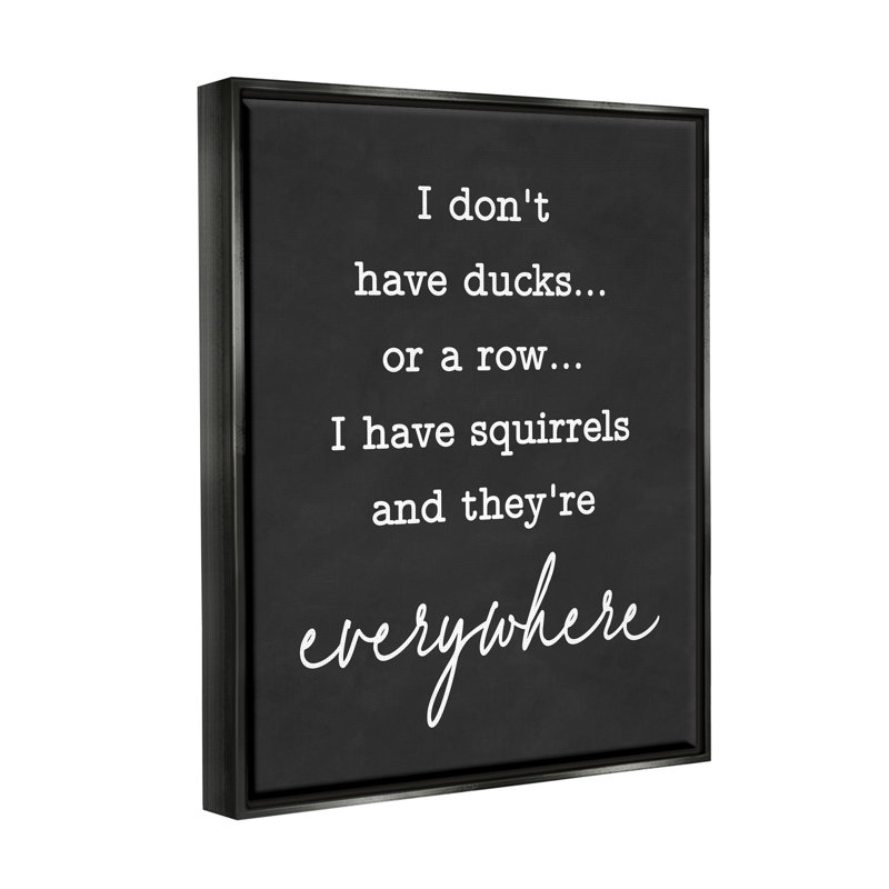 «Witty Ducks In a Row» par Lettred and Lined - reproduction sur cadre flottante sur toile, Cadre flottant noir de jais