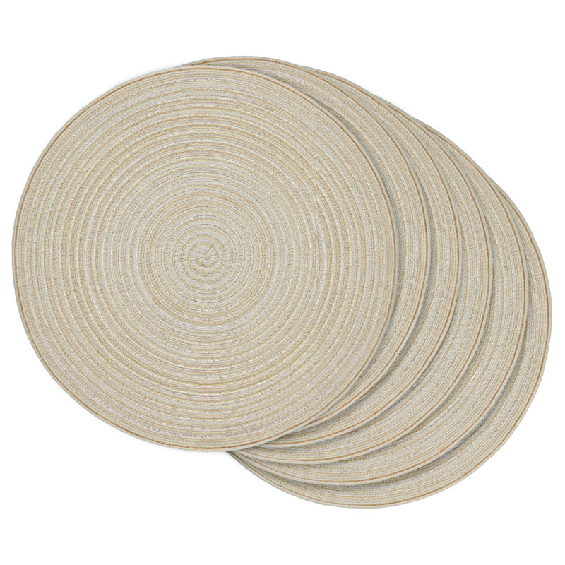 Napperon rond en mélange de polyester Luziano, Beige
