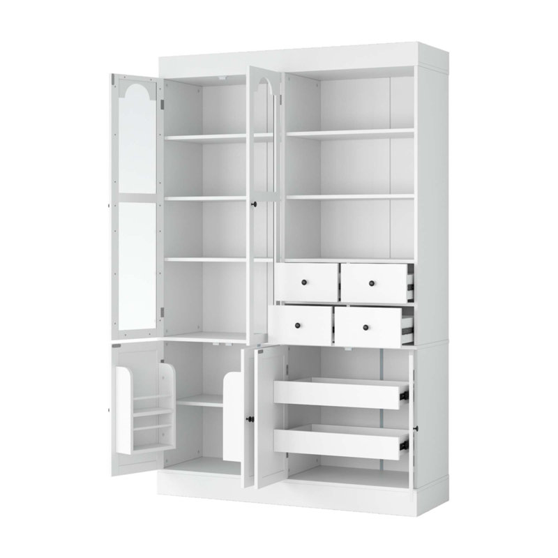 Buffet autoportant avec rehausse 47,2X15,7X75inch, Blanc