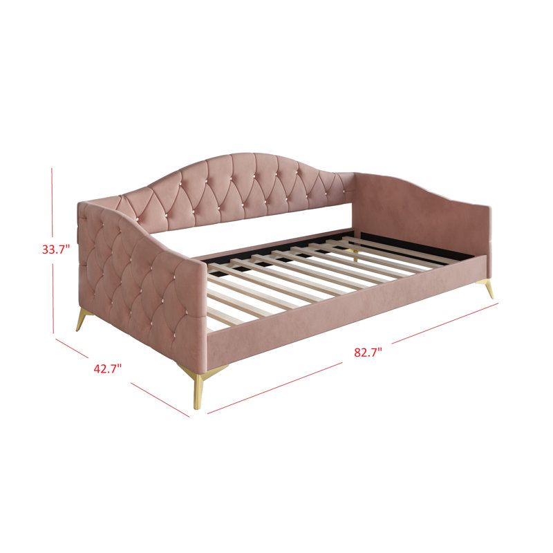 Upholstered Velvet Daybed, Pink