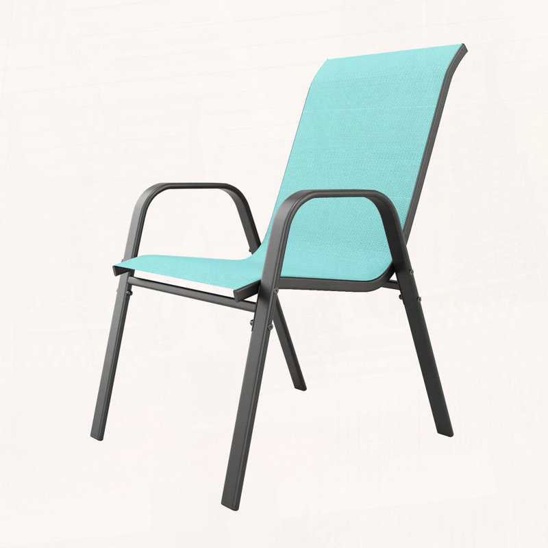 Ensemble de chaises d'extérieur 4 pièces avec siège large, capacité de 350 lb et tissu imperméable Teslin, Bleu ciel