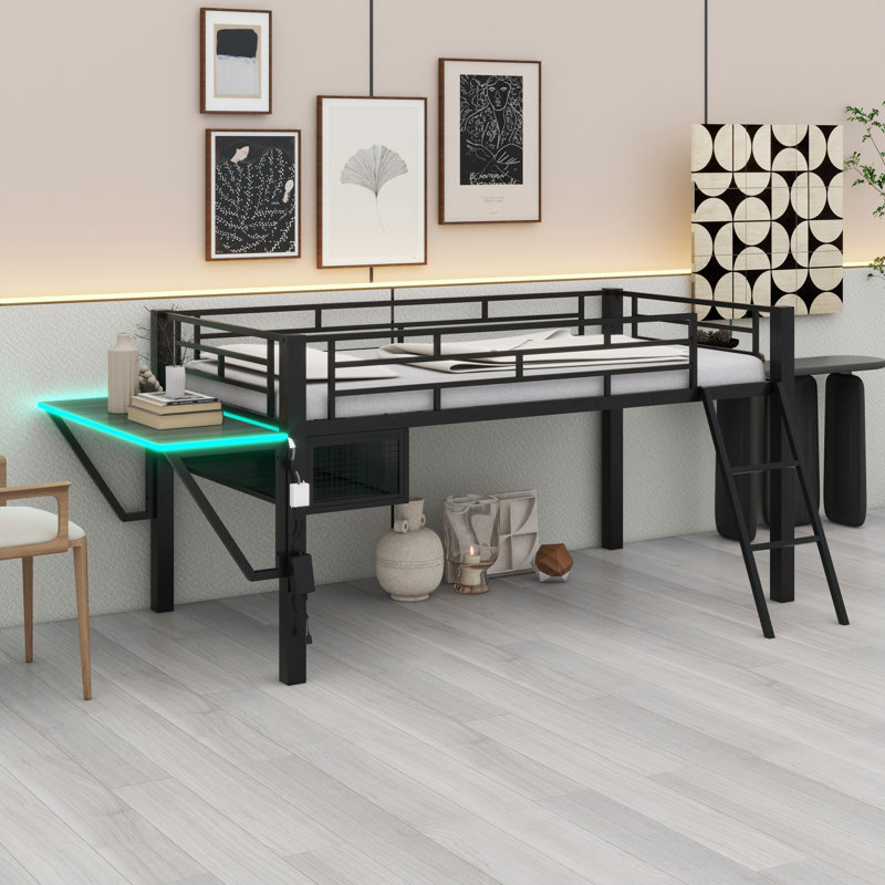 Lit mezzanine avec bureau Gaming, DEL
