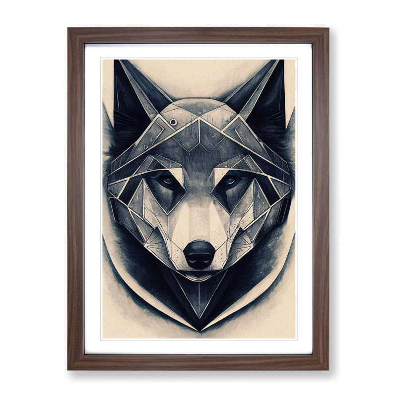 Robo Wolf - Single Picture Frame Print, 64cm H x 46cm W x 2cm D, Walnut Framed