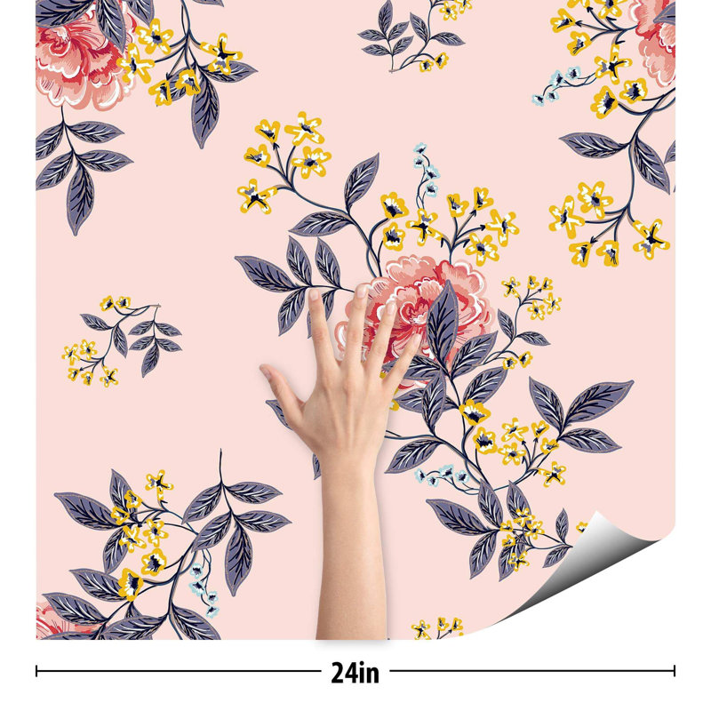 Henden Peel & Stick Floral Tile, 48" L x 24" W