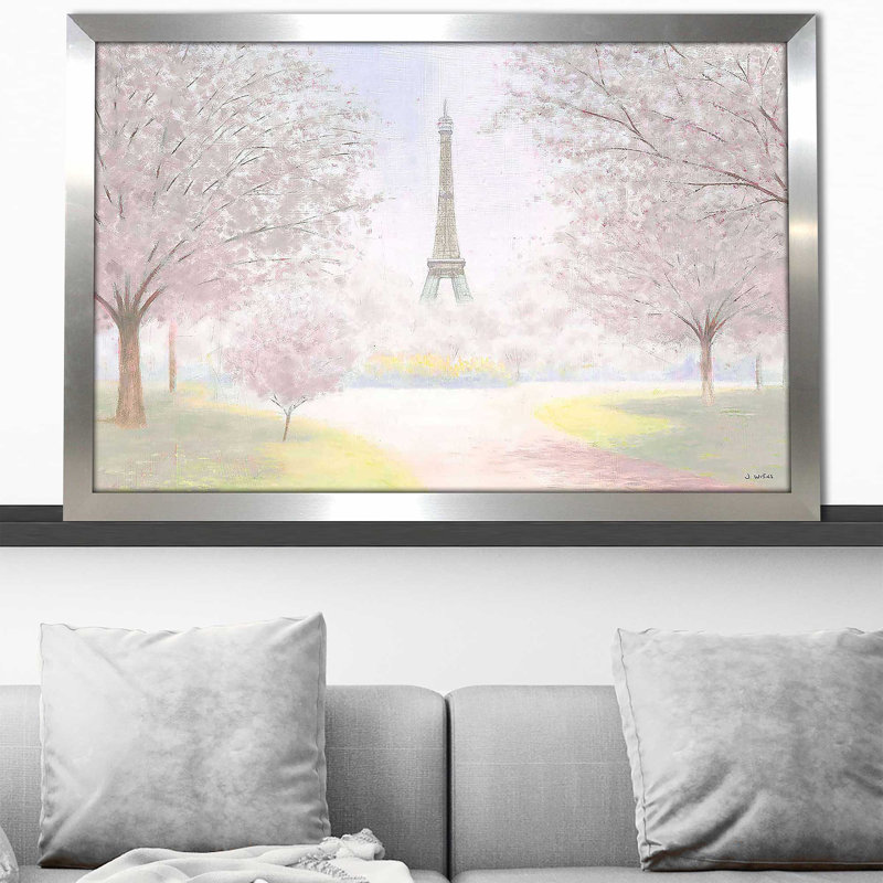 «Pretty Paris» par James Wiens - Peinture, Encadrement argenté, H 21,5 po x l 27,5 po x P 0,75 po