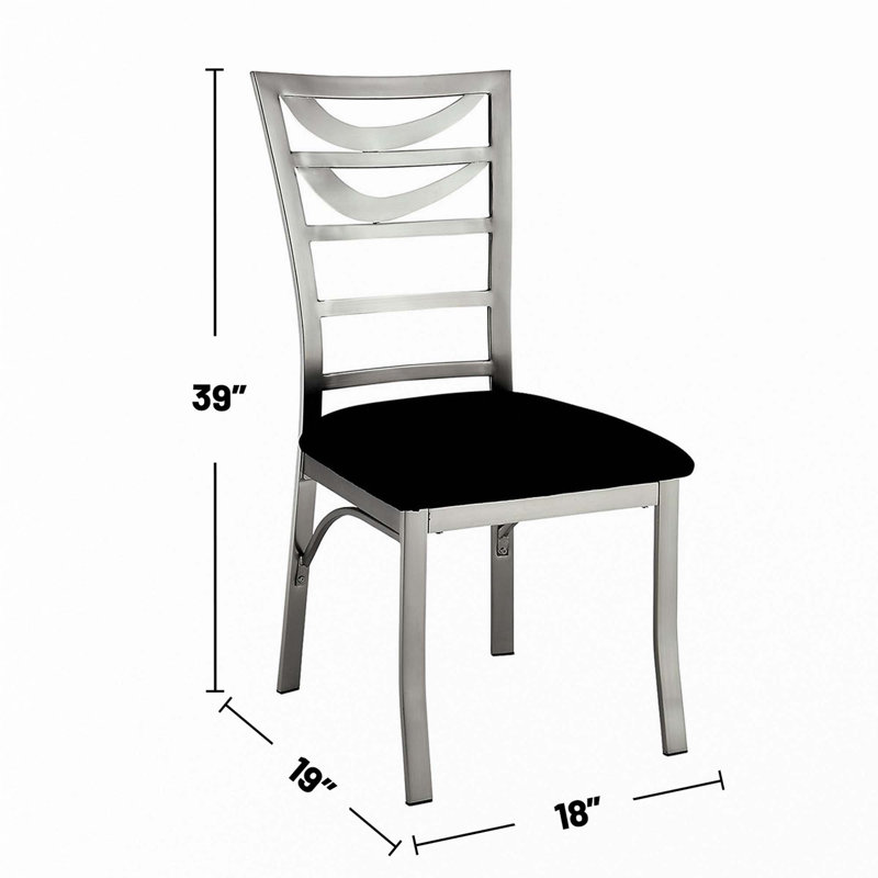 Ensemble de 2 chaises d'appoint noires en microfibre et métal argentées