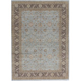Wool Oriental Area Rug in Light Blue/Brown/Green
