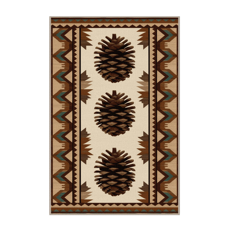 Washable Pinecone Southwestern Area Rug, Rectangle 4' x 6'