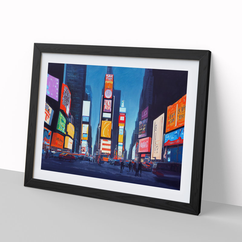 New York City Times Square Vol.7 - Framed Print, 25cm H x 34cm W, Black