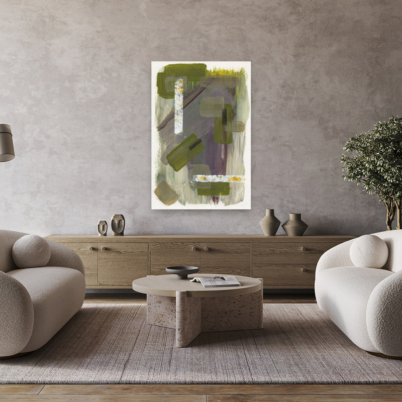 Art mural géométrique abstrait géométrique contemporain vert, 48" H x 32" W